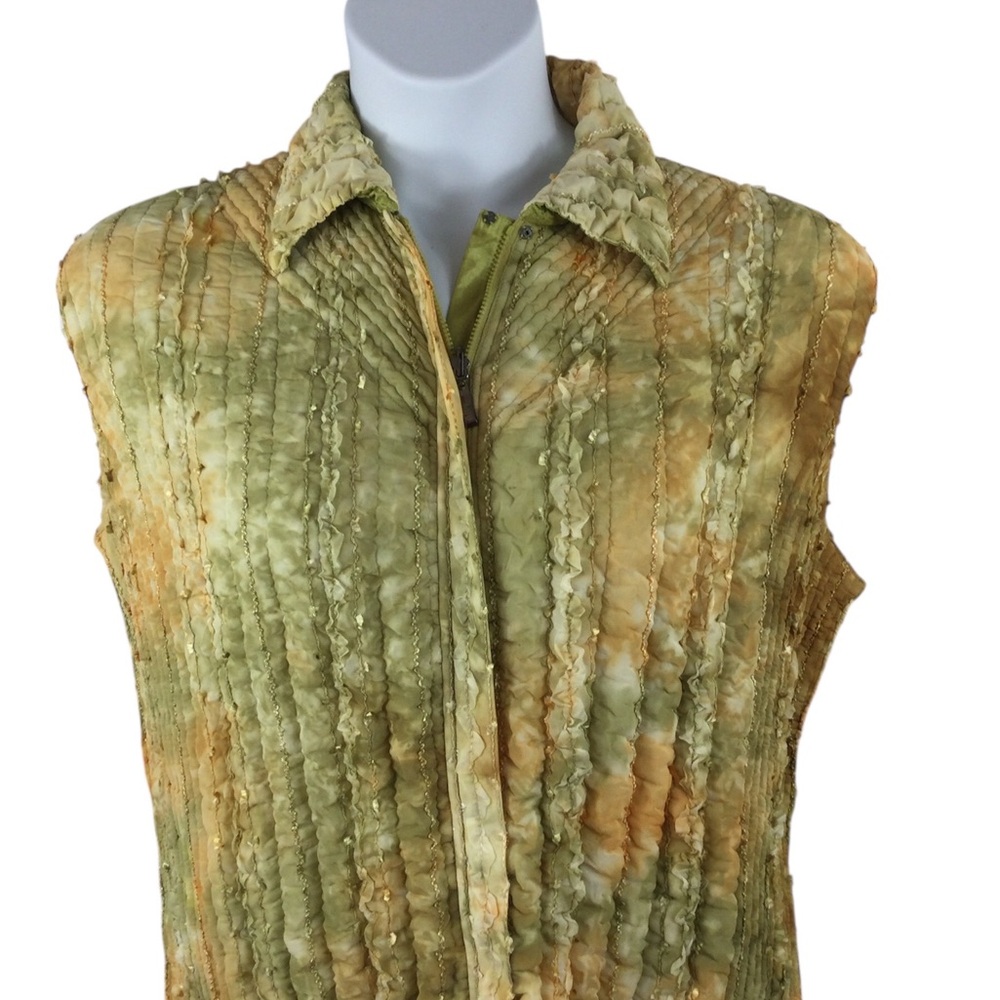 Ubu International Reversible Textured Green and Orange Sleeveless‎ Vest, Size XL